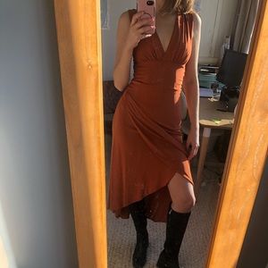 Yigal Azrouël copper orange midi dress